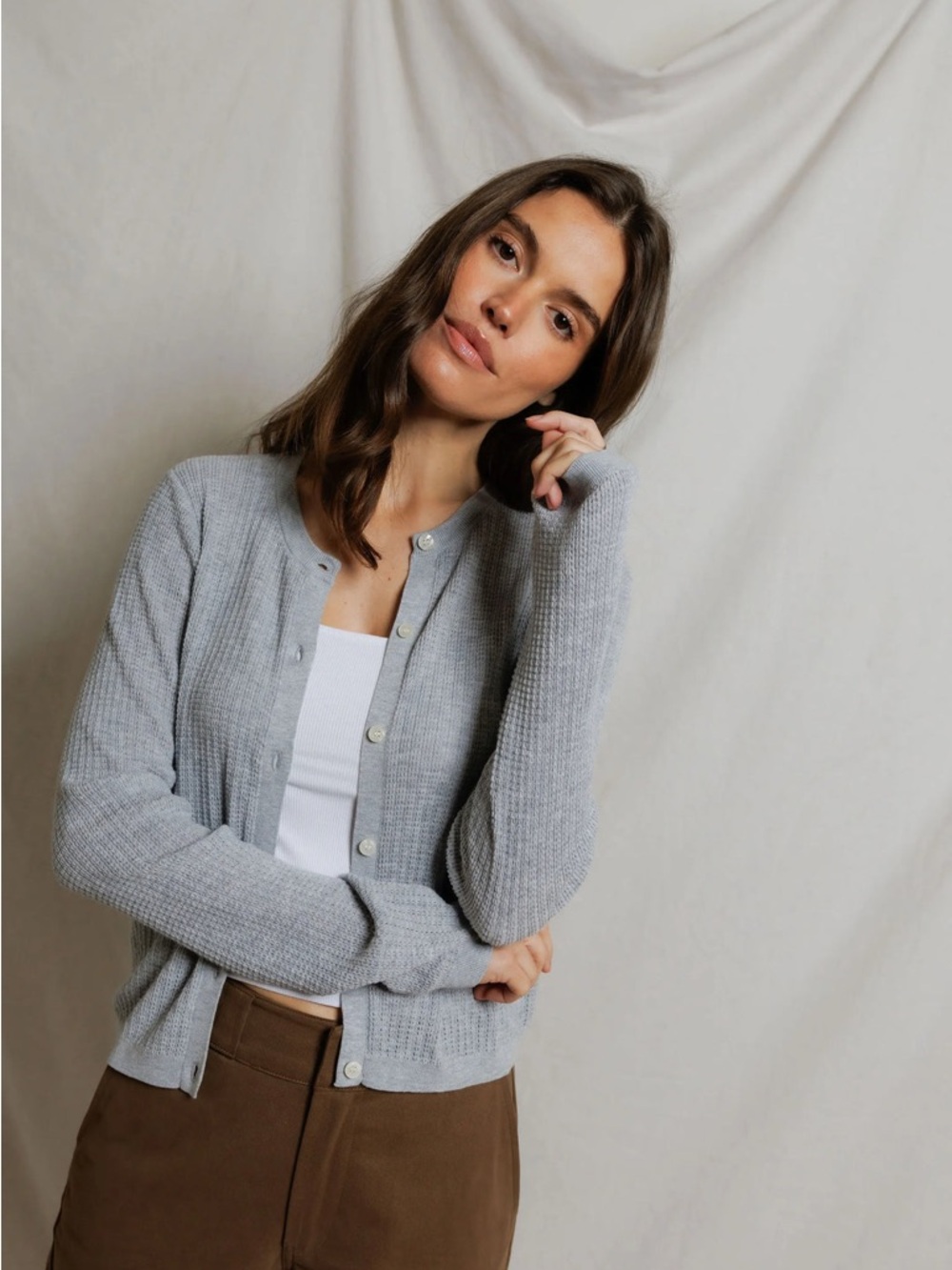 perfectwhitetee ada
pointelle cardigan